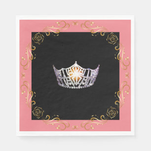 Miss America Silver Crown Luncheon Paper Napkin Serviette