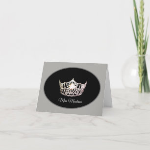 Miss America Silver Crown Note Card Gray Dankeskarte