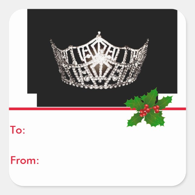 Miss America Silver Crown Peel & Stick Geschenktas Quadratischer Aufkleber (Vorderseite)