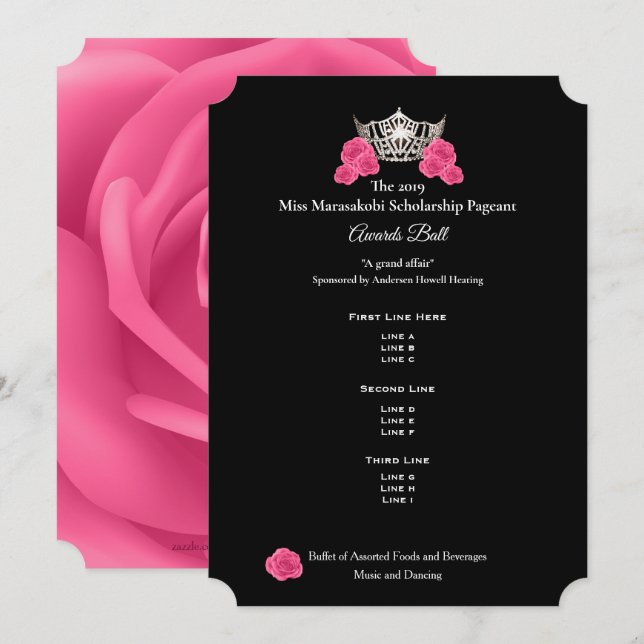 Miss America Silver Crown Rose Awards Ball-Program Einladung (Vorne/Hinten)