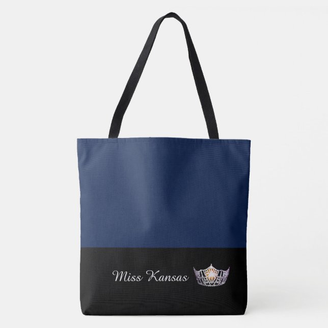 Miss America Silver Crown Tote Bag Große Marine Tasche (Vorderseite)