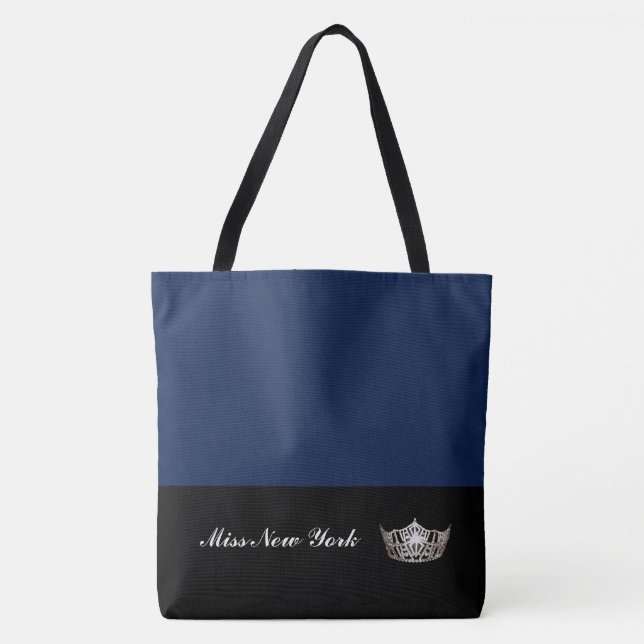 Miss America Silver Crown Tote Bag Große Marine Tasche (Vorderseite)