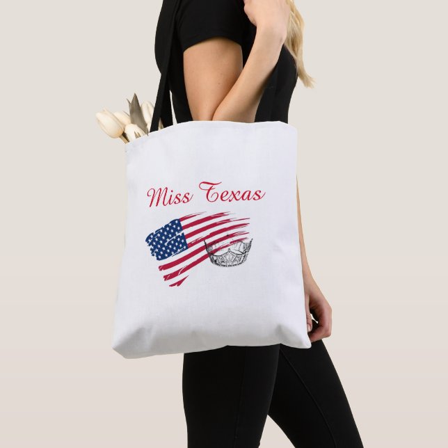 Miss America Silver Crown Tote Beutel Große US-Fla Tasche (Von Nahem)