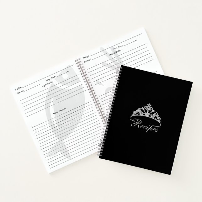 Miss America Silver Tiara Custom Rezept Notebook Notizbuch (Innenseite)