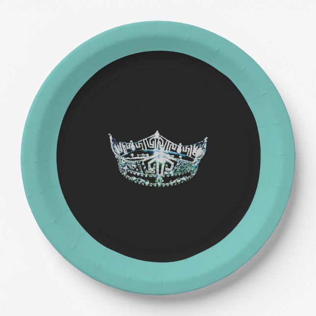 Miss America Stil Aquamarin Crown 9" Paper Tellers Pappteller (Vorderseite)