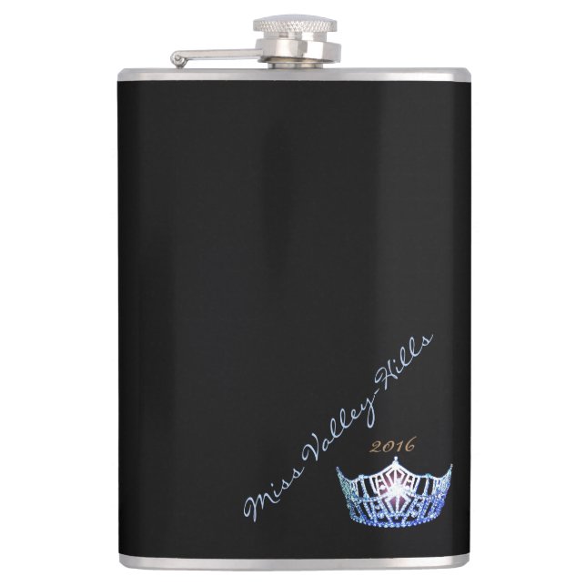 Miss America Stil Custom Signature Crosslasche Flachmann (Vorderseite)