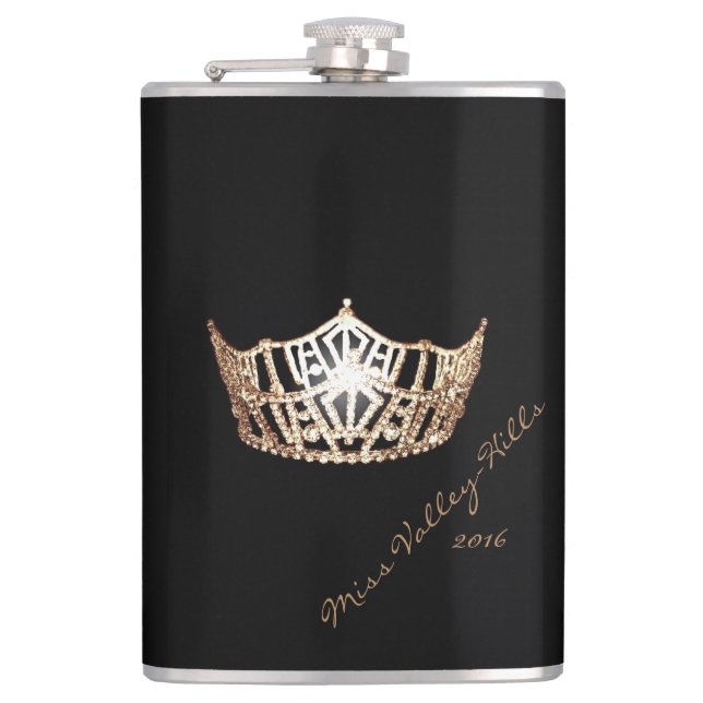 Miss America Stil Custom Signature Crosslasche Flachmann (Vorderseite)