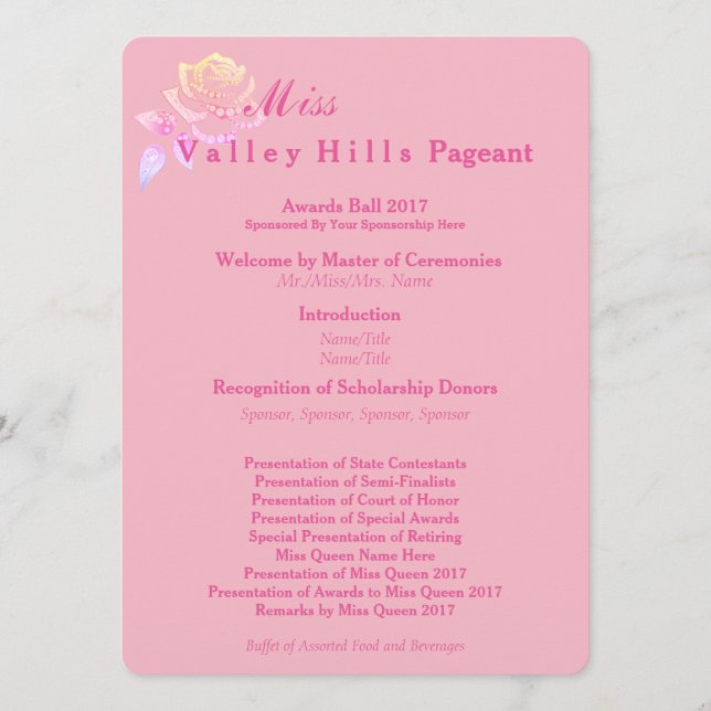 Miss America style Awards Programmes de bal (Devant)