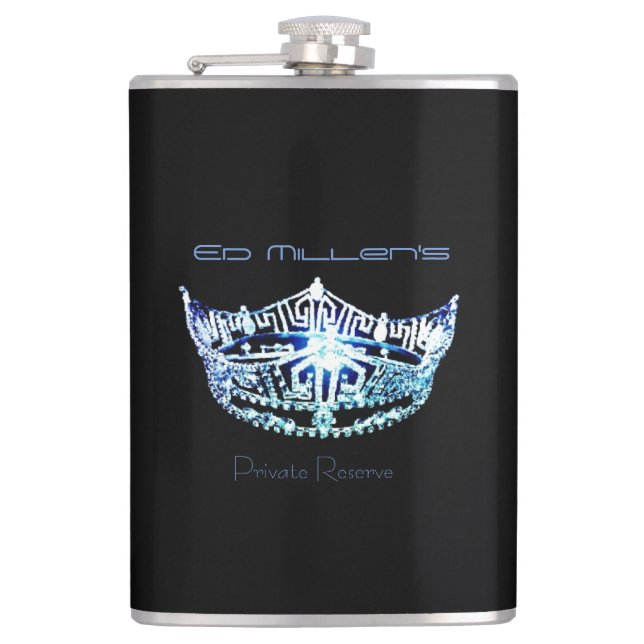 Miss America Style Blue Crown Flask Individuelle N Flachmann (Vorderseite)