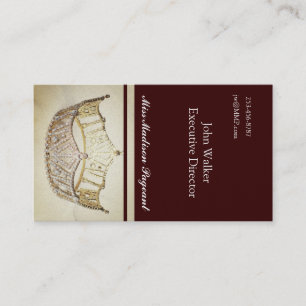 Miss America style Brown-Gold Crown Business Cards Visitenkarte