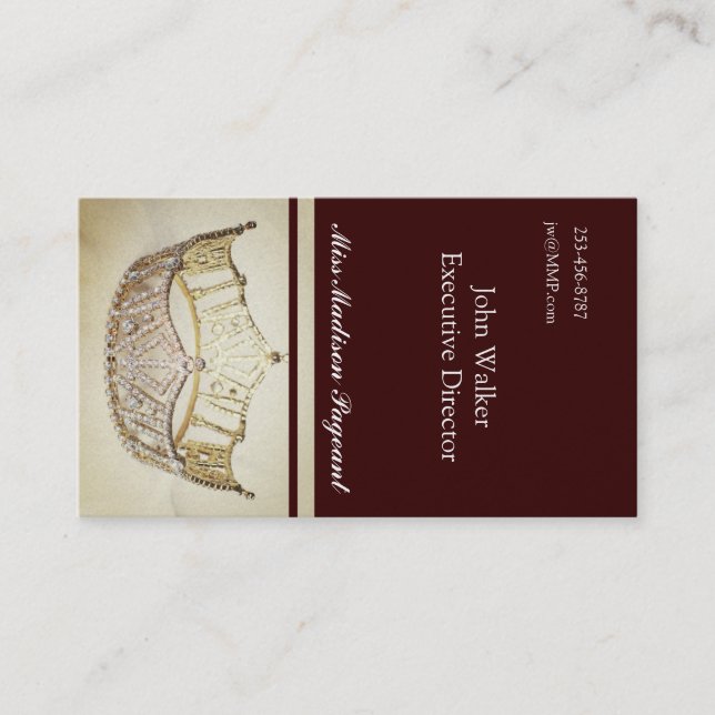 Miss America style Brown-Gold Crown Business Cards Visitenkarte (Vorderseite)