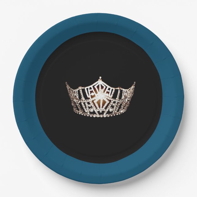 Miss America style Champagne Crown 9" Paper Teller (Vorderseite)