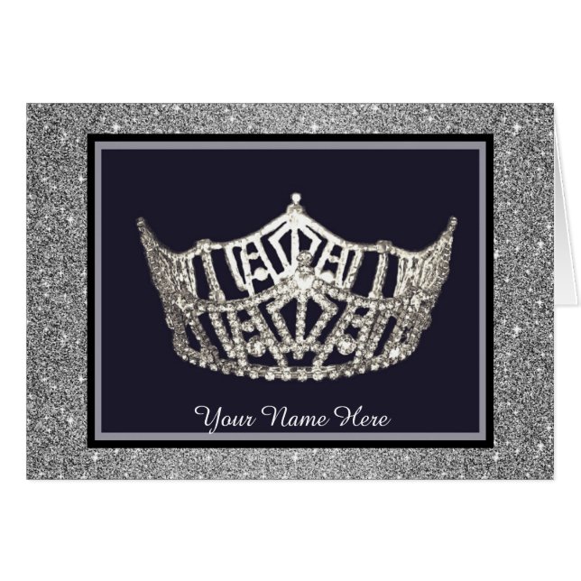 Miss America Style Crown Custom Note Card (Vorderseite (Horizontal))
