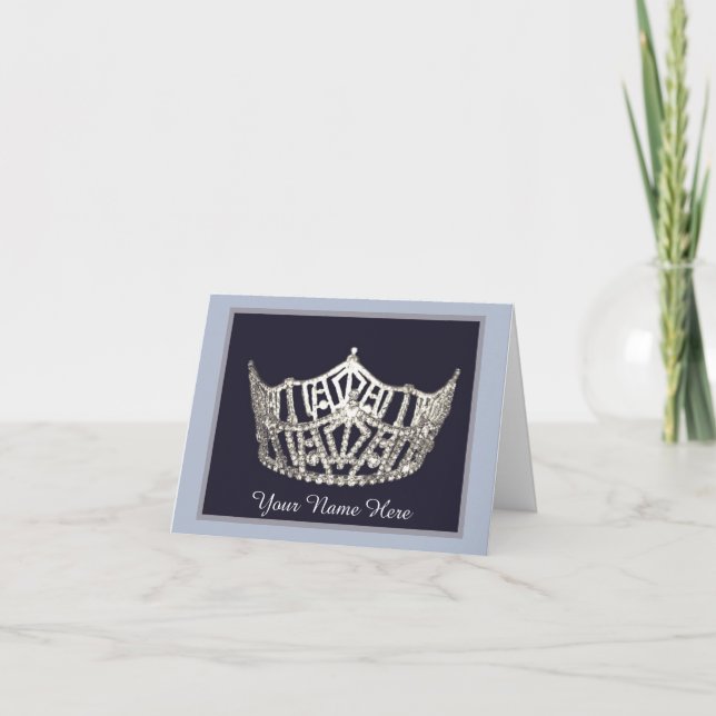 Miss America Style Crown Danke, Card in Nvy/Slr Dankeskarte (Vorderseite)
