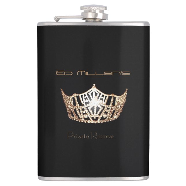 Miss America Style Crown Flask Individuelle Name Flachmann (Vorderseite)