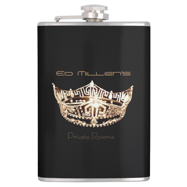 Miss America Style Crown Flask Individuelle Name Flachmann (Vorderseite)