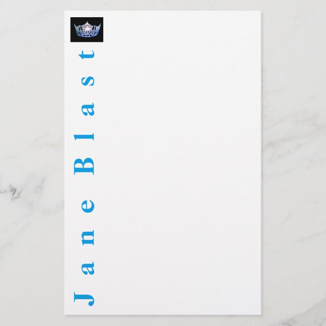 Miss America style Crown Stationery-Turquoise/Was Briefpapier (Vorderseite)