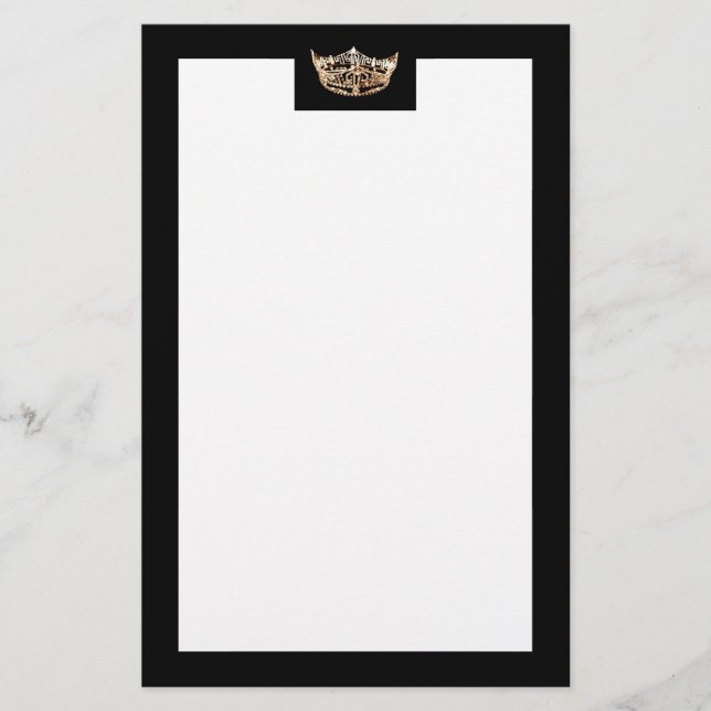Miss America Style Gold & Black Crown Stationery Briefpapier (Vorderseite)
