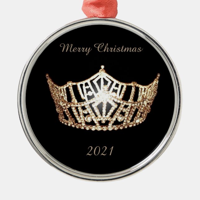 Miss America style Gold Crown Weihnachtsschmuck (Vorne)