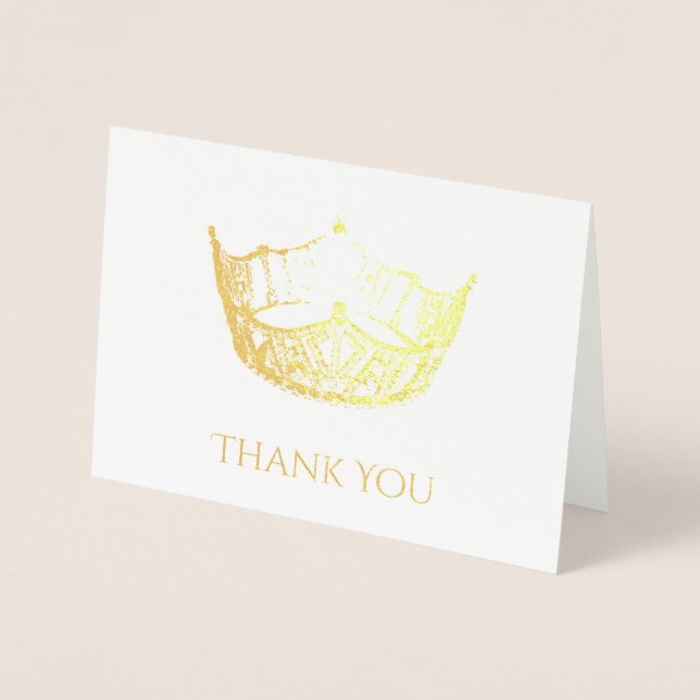 Miss America Style Gold Foil Crown Danke Karte (Vorderseite)