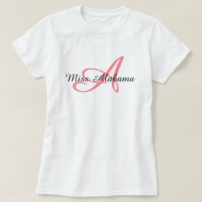Miss America Style Monogram Titel T-Shirt (Design vorne)