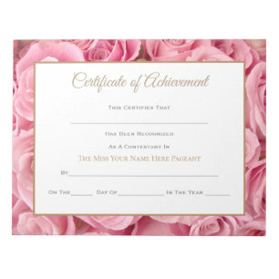 Miss America style Pageant Certificates-Achievment Notizblock