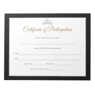 Miss America style Pageant Certificates-particptt Notizblock