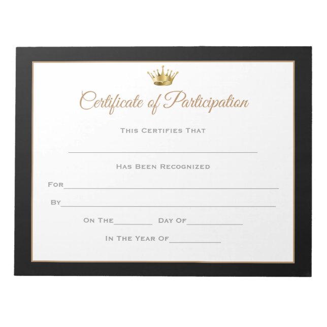 Miss America style Pageant Certificates-particptt Notizblock (Vorderseite)