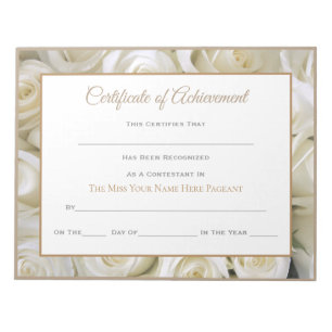 Miss America style Pageant Certificates - Rose Notizblock