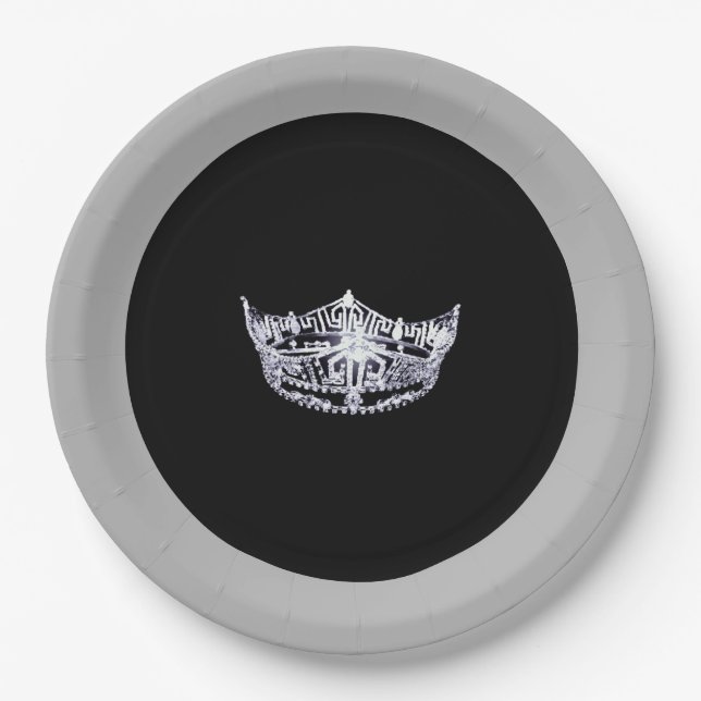 Miss America style Silver Crown 9" Paper Tellers Pappteller (Vorderseite)