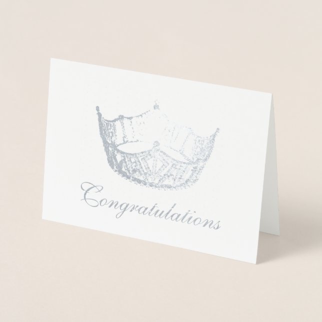 Miss America Style Silver Foil Crown Card Folienkarte (Vorderseite)