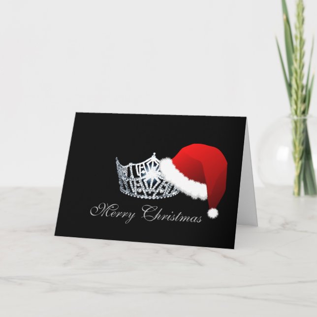 Miss America Weihnachtsmannmütze Crown Weihnachtsk Feiertagskarte (Vorderseite)