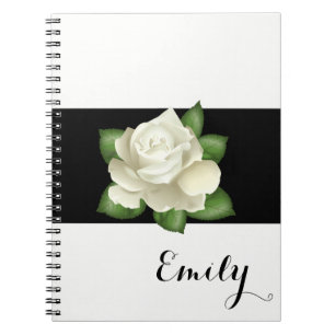 Miss America White Rose Carnet - Nom personnalisé