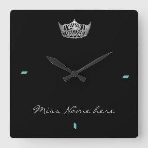 Miss Amerika-Art Silber-Kronen-Uhr Quadratische Wanduhr