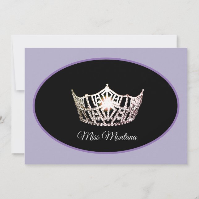 Miss Amerika flache Note Card Silver Crown Purples Mitteilungskarte (Vorderseite)