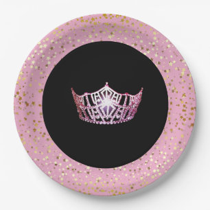 Miss Amerika-Kronen-Papier-Teller-Goldenes Pappteller