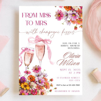 Miss an Frau Bridal Dusche Einladung Vorlage Rosa