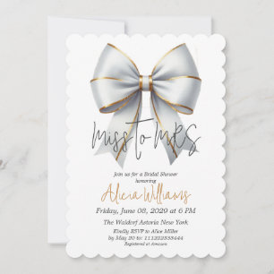 Miss an MRS Gold White Bow Brautparty Einladung