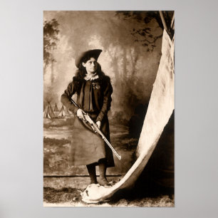 Miss Annie Oakley mit Gun, Vintages Foto Portrait Poster