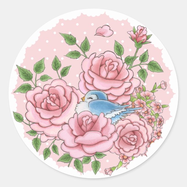 Miss Bluebird-Aufkleber Runder Aufkleber (Vorderseite)