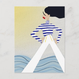 Miss Captain Sailor Fashion Illustration Art Postkarte
