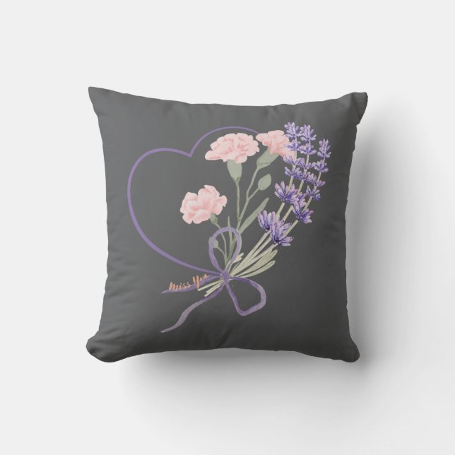 Miss dich mit Herz und Blume Kissen (Vorderseite)