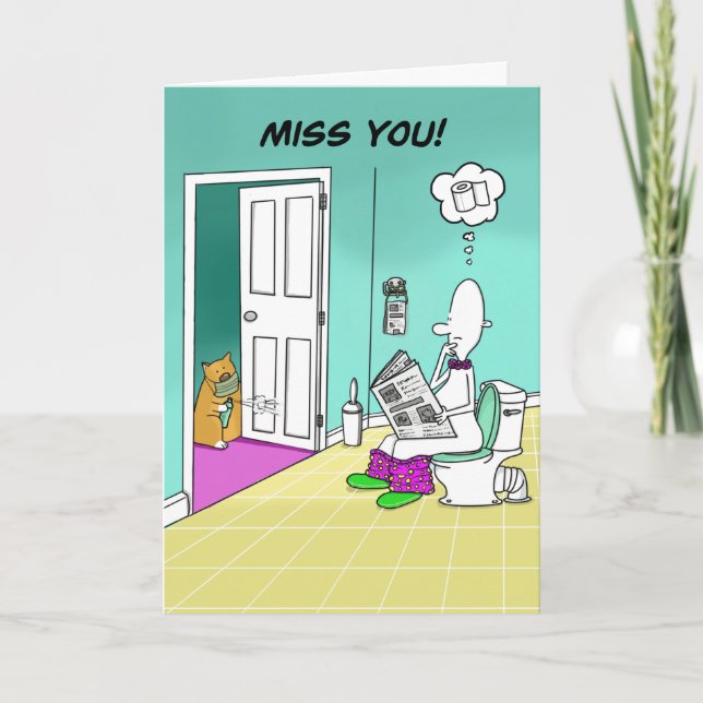 Miss dich mit lustiger Toilettenkarte Karte (Vorderseite)