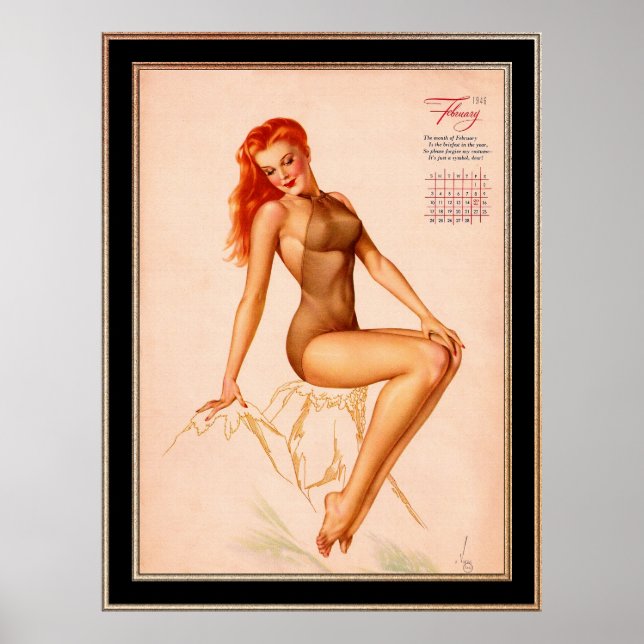 Miss Februar Varga Girl 1946 Button-up-Kalender Poster (Vorne)