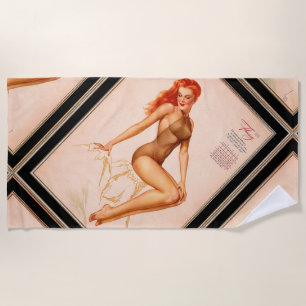 Miss Februar Varga Girl 1946 Button-up-Kalender Strandtuch