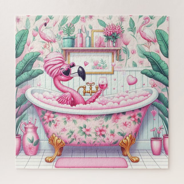 Miss Flamingo hat einen Bubble Bath (Vertikal)