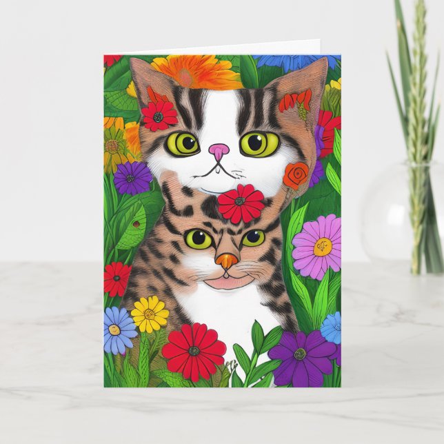 Miss | Freundschaft Whimsical Cat Karte (Vorderseite)