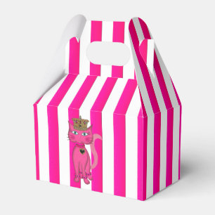 Miss Kitty Pink Glitzer 3s FAVOR BOX Gable Geschenkschachtel