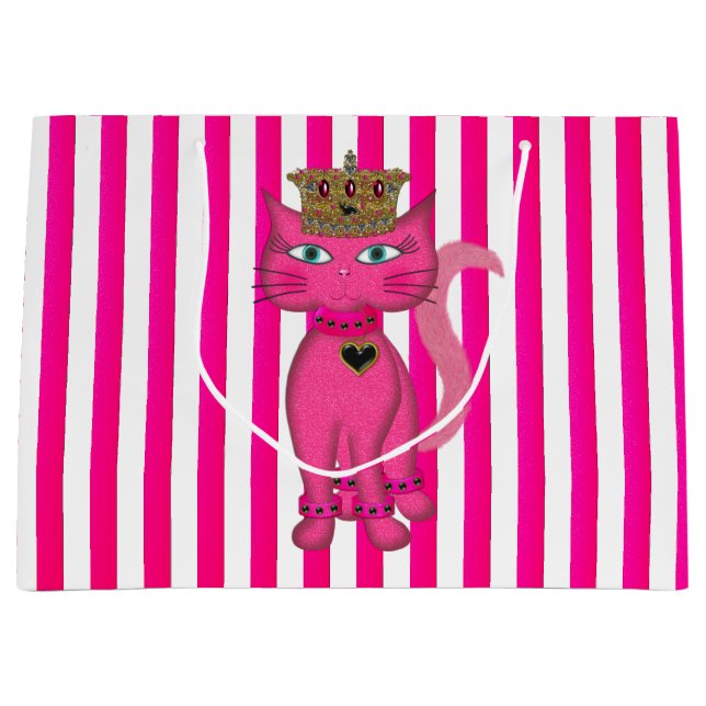 Miss Kitty, Pink Glitzer 3s-GIFT BAG L Große Geschenktüte (Vorderseite)