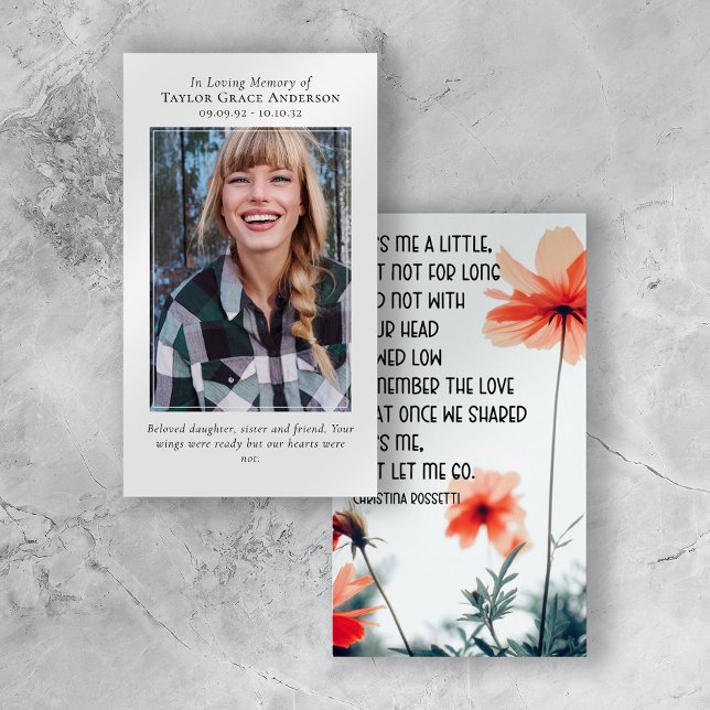 Miss Me, aber Lass Me Go Foto Quote Memorial Card (Von Creator hochgeladen)